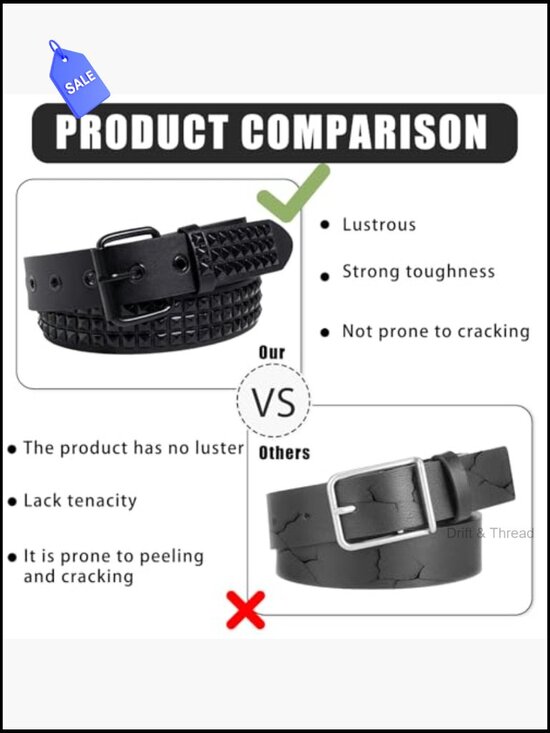Y2K Punk Studded Chain Belt with Star Charm Double Grommet